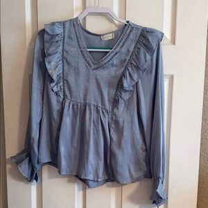 Altar'd State Ruffled Light Blue Blouse
